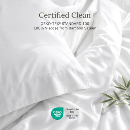 White Queen Pillowcases Set of 2 - 100% Bamboo Viscose, Soft & Cooling