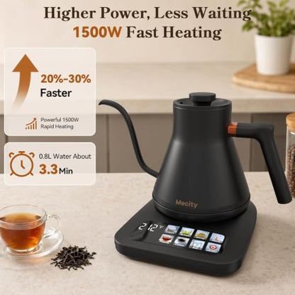 Mecity Electric Kettle with 6 Preset Temperatures & Touchscreen - Black