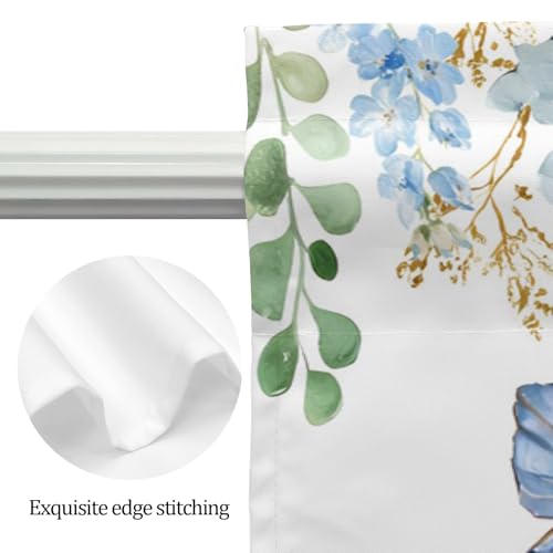 Blue Hydrangea Swag Kitchen Curtain Set - 3 Piece Blue Floral Window Valance and Tier, 27.5" x 24", Variation of THIS listing