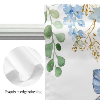 Blue Hydrangea Swag Kitchen Curtain Set - 3 Piece Blue Floral Window Valance and Tier, 27.5" x 24", Variation of THIS listing