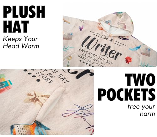 Writer Gift Blanket Hoodie - Super Soft Flannel Wearable Throw for Cozy Comfort