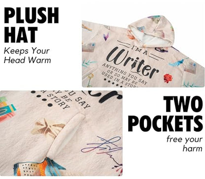 Writer Gift Blanket Hoodie - Super Soft Flannel Wearable Throw for Cozy Comfort