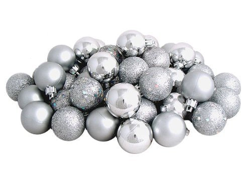 Sea Star Silver Christmas Tree Ball Ornaments - Mini Shatterproof Satin & Glitter Finish, 21 Pieces