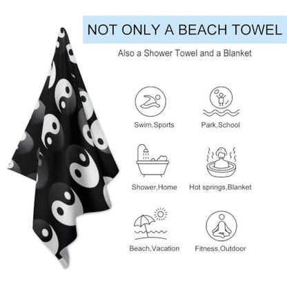 Yin Yang Fluffy Bath Towel Pattern 180 - Large Spa & Beach Towel