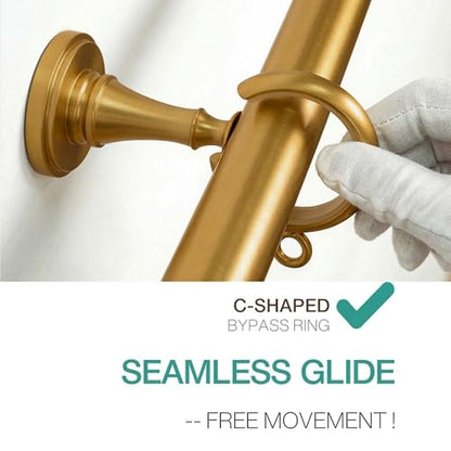 10 Pcs C-Shaped Bypass Curtain Rings - Burnished Brass, 1.75 Inch for 1.25" Rods, Vengo Style