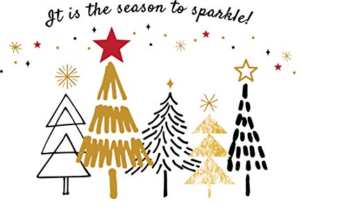 Christmas Greeting Cards Pack of 25 with Gold Foil - Happy Holidays Assorted Designs