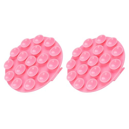 Pink Silicone Wall Mount Hair Collector with Strong Suction - 2 Pieces