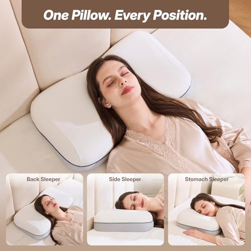 Cervical Neck Pillow - Adjustable Memory Foam Support, White - CosBed