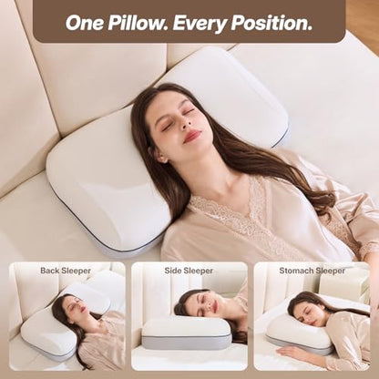 Cervical Neck Pillow - Adjustable Memory Foam Support, White - CosBed