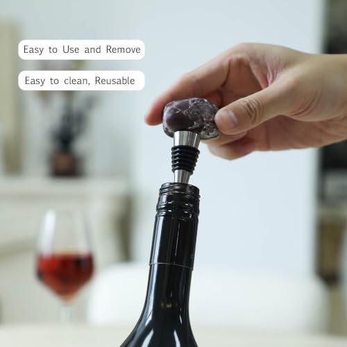 3 Pack Handmade Marble Wine Bottle Stoppers - Irregular Natural Stone Wine Saver