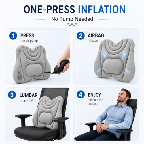 Inflatable Lumbar Support Pillow with One-Press Pump for Office Car Travel