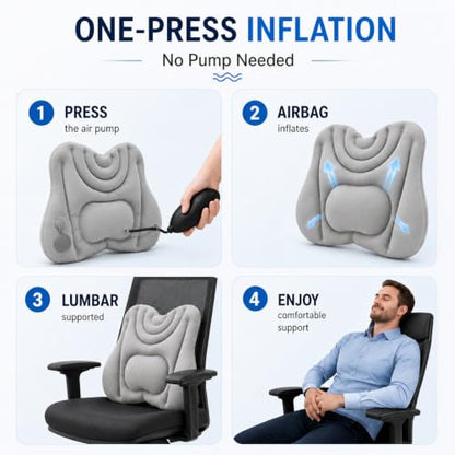 Inflatable Lumbar Support Pillow with One-Press Pump for Office Car Travel
