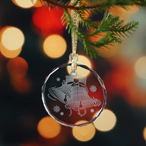 Christmas Crystal Hanging Ornament - Shiny Engraved Glass Decor - Variation C
