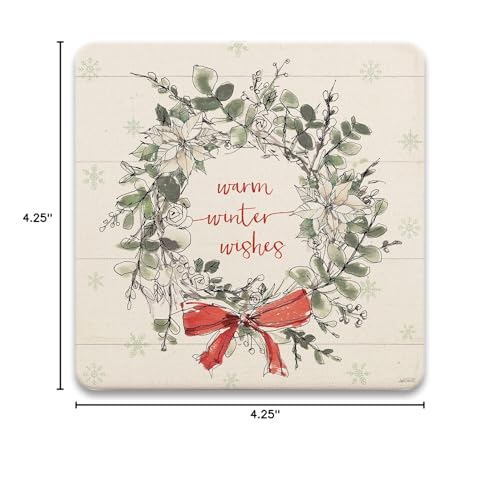 Absorbent Coaster Set for Drinks - Modern Farmhouse Christmas IV