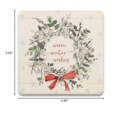 Absorbent Coaster Set for Drinks - Modern Farmhouse Christmas IV