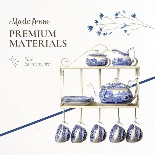 Blue & White Porcelain Luncheon Plates Set of 4 - 10.5-Inch Dinnerware with Eastern-Inspired Border