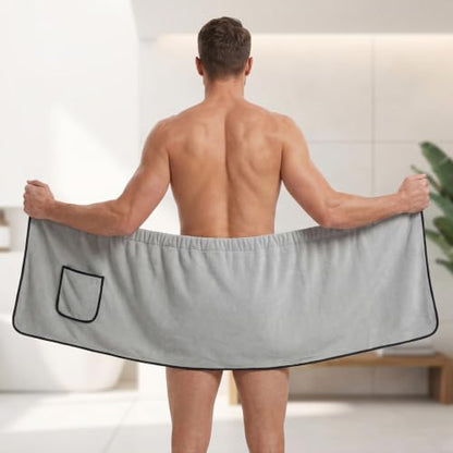 Men's Wearable Bath Towel Shorts Adjustable Microfiber Spa Wrap