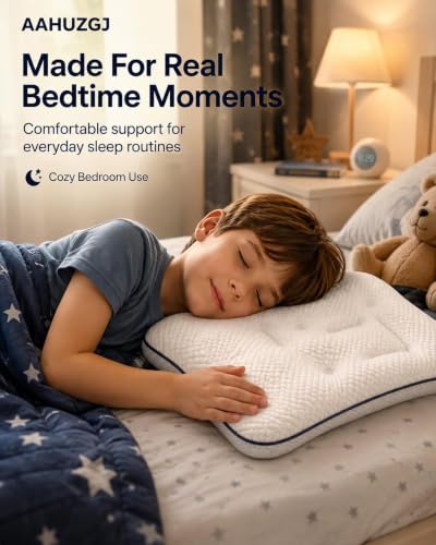 Kids Posture Pillow with Cervical Support - Ergonomic Neck Support, Cooling Memory Foam, 3-8