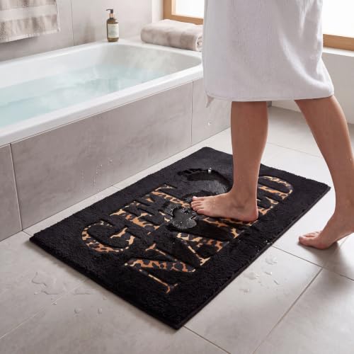 Get Naked Leopard Bath Mat 20x31 Inch - Non-Slip Bathroom Rug with Cheetah Print
