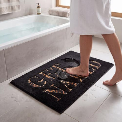 Get Naked Leopard Bath Mat 20x31 Inch - Non-Slip Bathroom Rug with Cheetah Print
