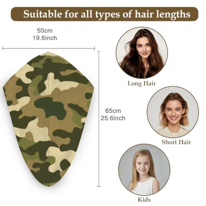 Microfiber Hair Towel Wrap for Women - Quick Dry, Camo Pattern, 25.6x16.5 Inches