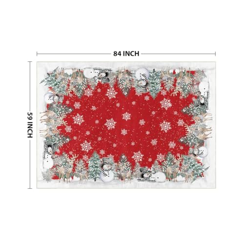 Red Snowman Deer Christmas Area Rug 5x7 Feet Winter Home Decor Washable Entryway Bedroom Living Room