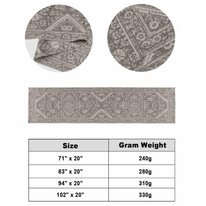 Gray Floral Bed Runner for Queen Size Bed 94x20 Inches - Rustic Satin Bedding Decor - Charcoal Taupe Variation