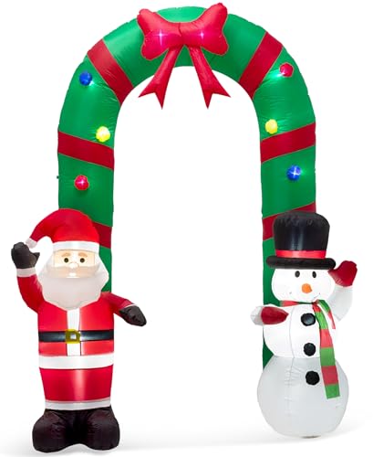 Inflatable Christmas Decor Santa & Snowman with LED Lights 8ft Yard Art Holiday Decorations