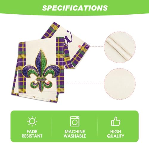 Iris Stripes Mardi Gras Carnival Table Runner - 13 x 90 Inch Seasonal Holiday Decor