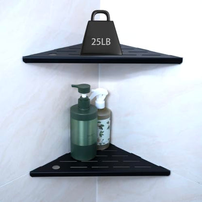 2-Pack Stainless Steel Corner Shower Shelves Matte Black - Rustproof & Reversible