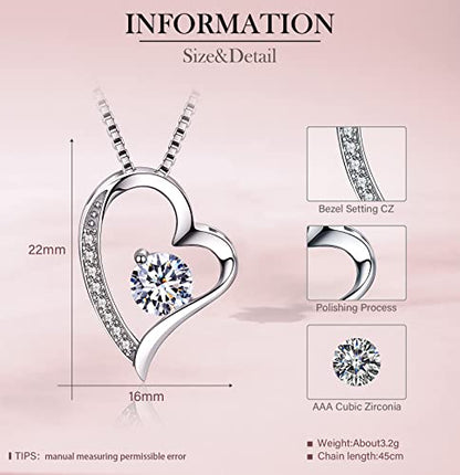 Eternal Rose Gift Box with Necklace - Red Preserved Rose & Silver Heart Pendant