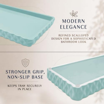 Home Weavers Turquoise 4-Piece Ceramic Bathroom Accessory Set with Lotion Dispenser