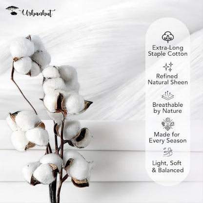 Queen Size Cotton Bed Sheets Set - 600 Thread Count, White, Deep Pocket