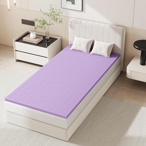 Sweetcrispy 3 Inch Twin Gel Memory Foam Mattress Topper - Purple Variation