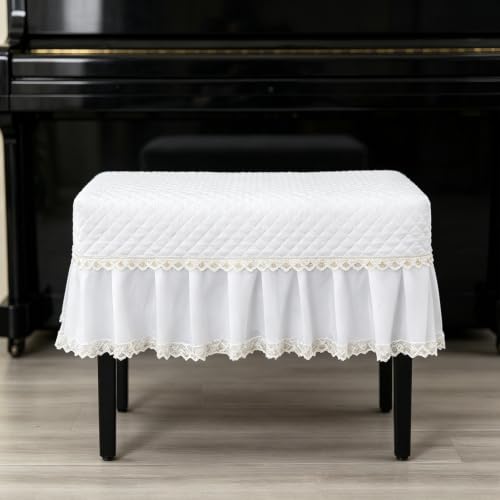 Boho Lace Piano Bench Cover - White, 29.9 x 14.2 inches, Rectangle Slipcover
