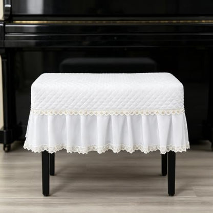 Boho Lace Piano Bench Cover - White, 29.9 x 14.2 inches, Rectangle Slipcover