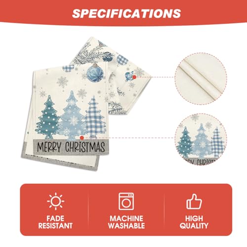 Merry Xmas Pine Tree Table Runner 13x120 Inch Home Party Decor Blue Variation