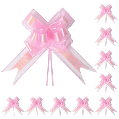 24PCS Blush Pink Pull Bows for Gift Wrapping - Large 6 Inch Decorative Bows for Christmas, Weddings, Birthdays, Party Decorations, Reusable Floral Gift Embellishments