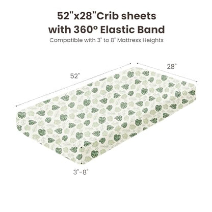 Konssy Muslin Crib Sheets for Boys, Soft Cotton Neutral Baby Sheets for Standard Crib Mattress 2 Pack, 52"x28" (Coffee Check,Moon)