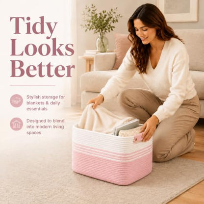 Kids Stuffed Animal Toy Storage Organizer - White Pink, 12.8 Gallon