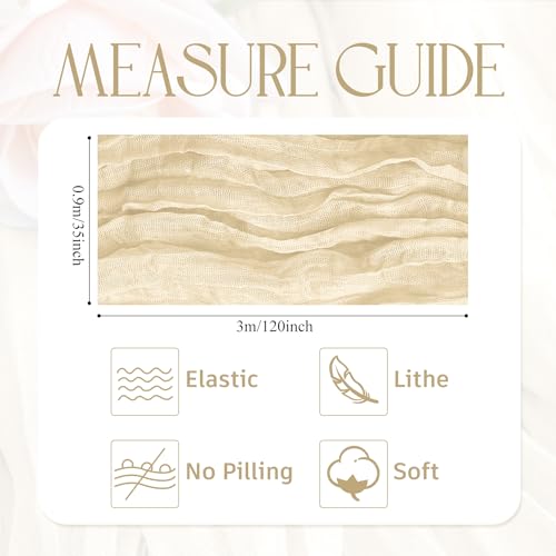 Beige Cheesecloth Table Runner 10ft – Gauze Boho Wedding Party Decor (1 Pack)