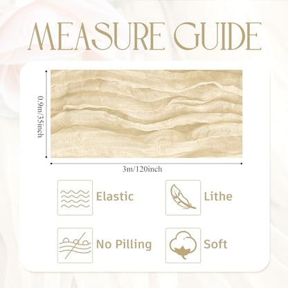 Beige Cheesecloth Table Runner 10ft – Gauze Boho Wedding Party Decor (1 Pack)
