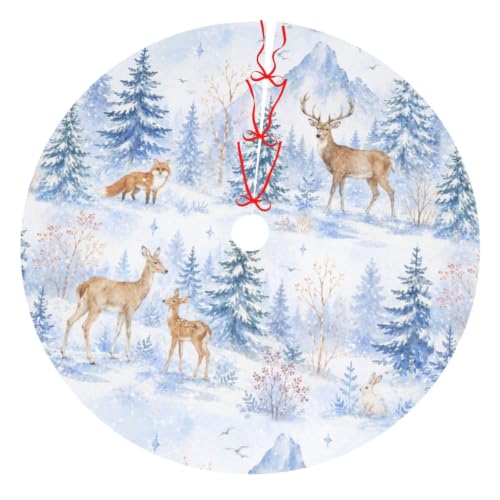 Camo Deer Snowflake Tree Skirt - 36 Inch Christmas Decoration for Holiday Tree