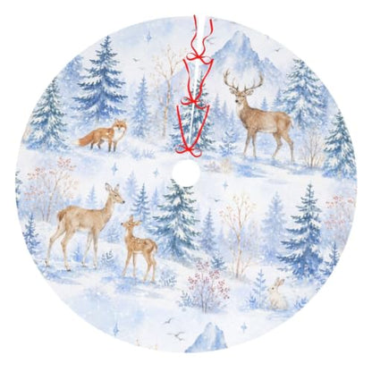 Camo Deer Snowflake Tree Skirt - 36 Inch Christmas Decoration for Holiday Tree