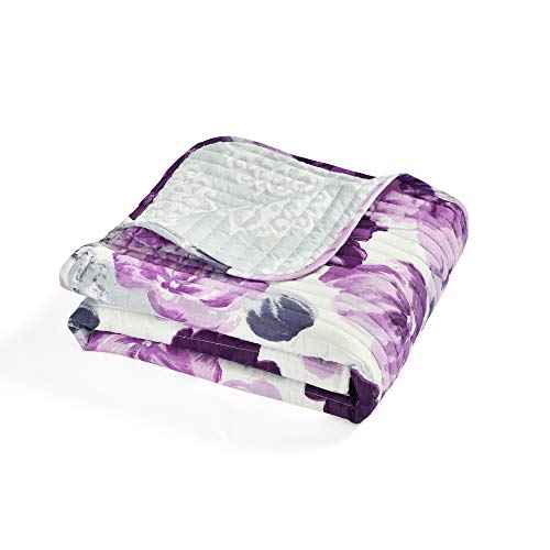 Lush Decor Leah Throw Blanket, 50" x 60", Gray & Purple