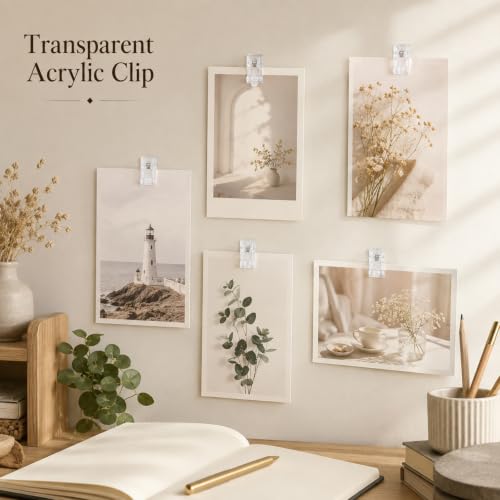 Self-Adhesive Wall Clips for Photos & Decor - 50 Pack