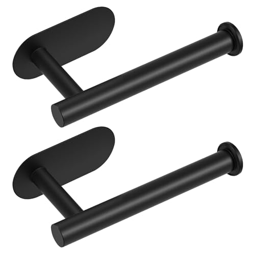 baecel Toilet Paper Holder, Adhesive Toilet Paper Holder Wall Mount, Premium Thicken SUS304 Stainless Steel, No Drilling Toilet Paper Stand Roll Holder for Bathroom Kitchen RV, Matte Black