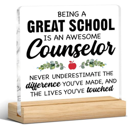 School Counselor Appreciation Sign - Coworker Gift for Guidance Counselor - Acrylic Desk Decor - Variation: Q