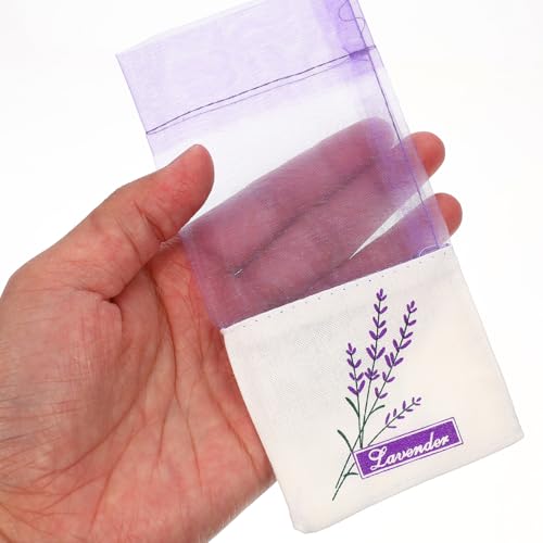 Lavender Sachet Bags 30pcs - Purple Organza Drawstring Pouches for Dried Flowers & Fragrance