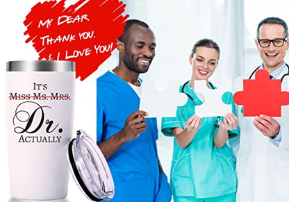 White Travel Tumbler for Doctors - 20oz Insulated Stainless Steel Mug with Lid